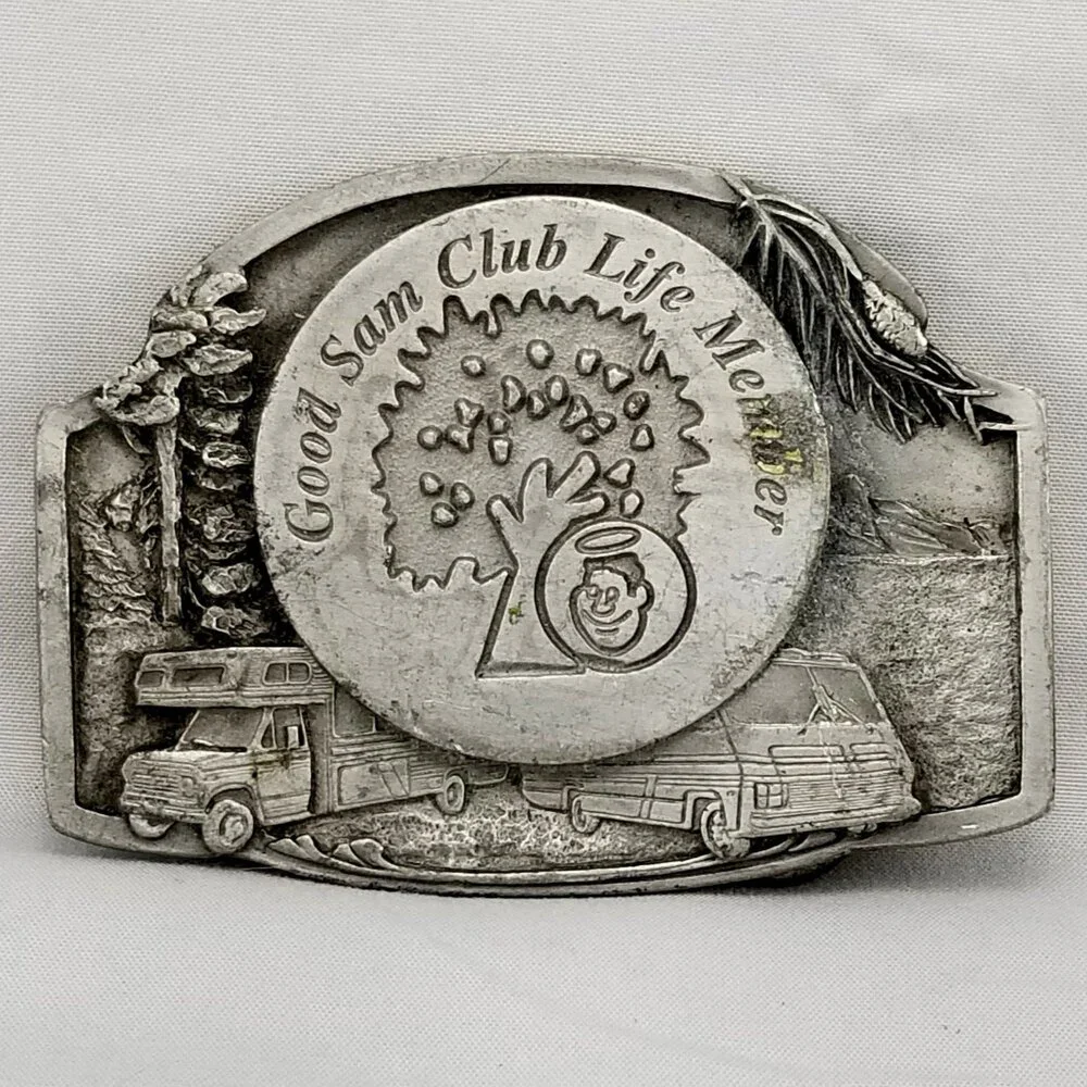 Vintage Good Sam Club Life Member Special Edition Pewter‎ Belt Buckle RV Camper